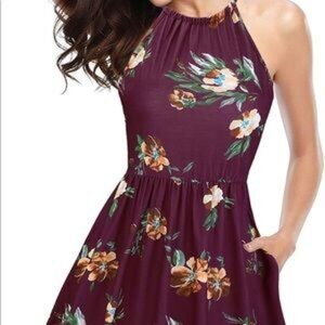 Red Smocked Ruffled Halter Sundress